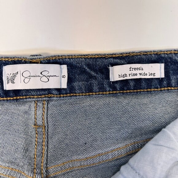 Jessica Simpson Jeans Womens 8 Freesia High Rise Wide Leg Cuffed Denim Navy Blue - Picture 5 of 8